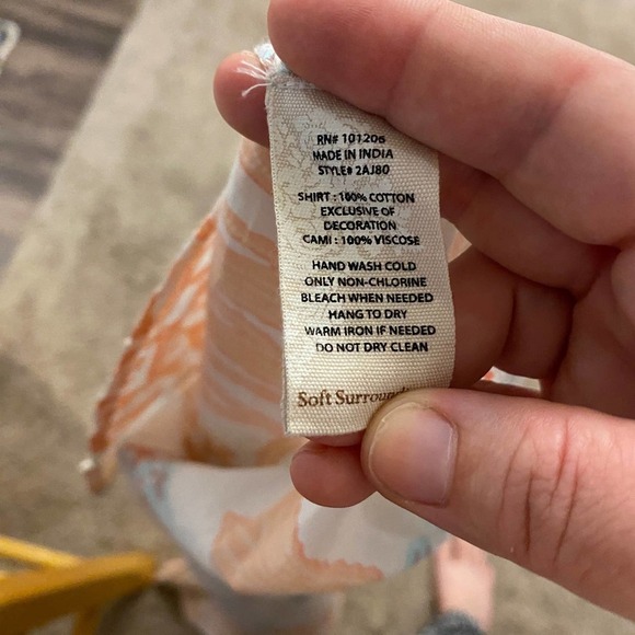 Soft Surroundings Ocean sealife button up Coral Cami Lined Tunic Shirt dress L - Picture 10 of 10